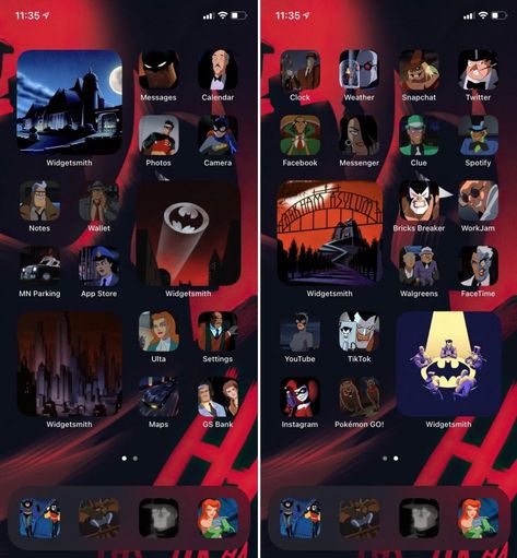 The best iOS 14 Home Screens ideas for inspiration Batman Phone Theme, Desktop Layout Aesthetic, Home Screens Ideas, Phone Organisation, Batman Phone, Widgets Iphone, Marvel Phone Wallpaper, Ios Theme, Lockscreen Ios