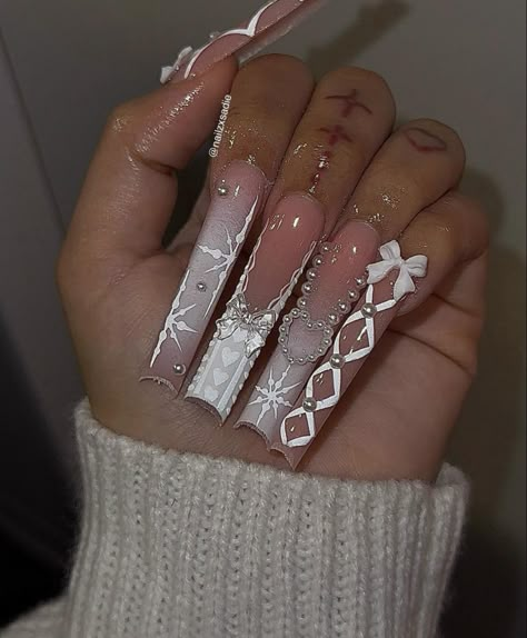 Baddie Nail Sets, Nail Ideas Tips, Xl Nails, Taylor Nails, Christmas Nail Inspo, Quinceanera Nails, New Year Nails, Gel Toe Nails, Asian Nails