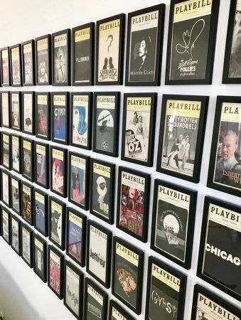 Broadway Room Decor, Playbill Display Ideas, Outside Movie Theater, Playbill Decor, Broadway Decor, Playbill Display, Broadway Themed Room, Broadway Theme, Outside Movie