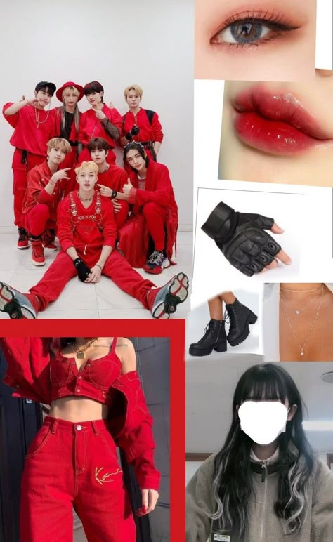 Hh Thunderous Inspired Outfits, Red Lights Inspired Outfit Skz, Korean Outfits Street Styles Kpop Skirts, Stray Kids Thunderous Outfits, Skz Thunderous Outfit, Kpop Concert Outfit Skz, Kpop Added Member Outfits, Skz Mv Outfits, Skz Outfits Inspired Concert