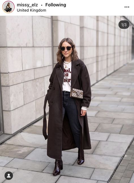 Chunky Brown Chelsea Boots Outfit, Chocolate Brown Heels Outfit, Chocolate Brown Coat Outfit Winter, Chocolate Trench Coat Outfit, Brown Coat Winter Outfit, Chocolate Brown Wool Coat, Chocolate Coat Outfit, Brown Trainers Outfit, Brown Winter Coat Outfit