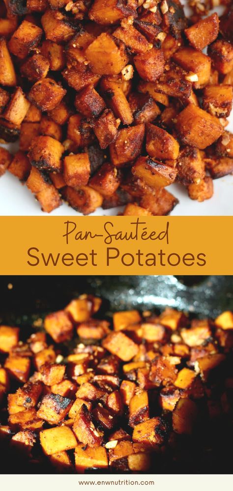 Pan Fried Sweet Potatoes, Sweet Potato Home Fries, Sweet Potato Stir Fry, Savory Sweet Potato Recipes, Sauteed Sweet Potatoes, Easy Sweet Potato Recipes, Sweet Potato Recipes Roasted, Sweet Potato Side Dish, Raw Sweet Potato