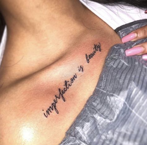 Side Stomach Tattoos Women Quotes, Rhianna Tattoos Chest, Forearm Name Tattoos, Neck Tattoos Women, Imperfection Is Beauty, Tattoos For Black Skin, Dope Tattoos For Women, Name Tattoos, Girly Tattoos