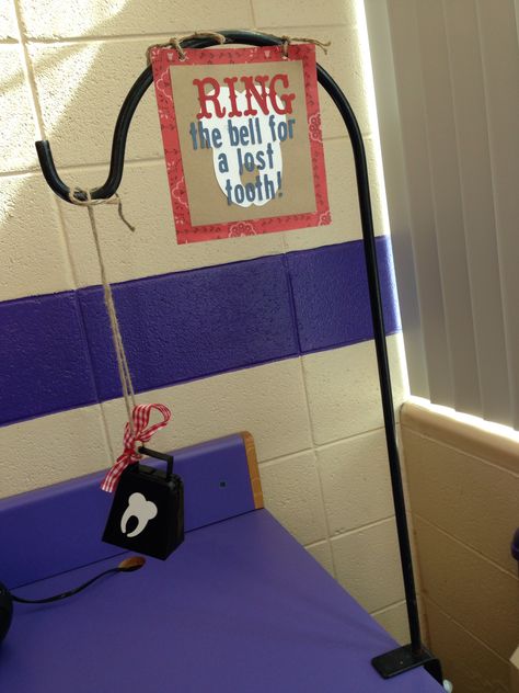 Ring the bell for a lost tooth. Farm theme cow bell. Fun celebration when students lose a tooth at school. Nurse Office Door Ideas, School Nurse Office Door Decoration, Lost Tooth Bulletin Board, Lost Tooth At School Bulletin Boards, School Nurse Office Door, Nurse Decorations, School Nurse Office Door Sign, School Nurse Elementary, Nurse Clinic