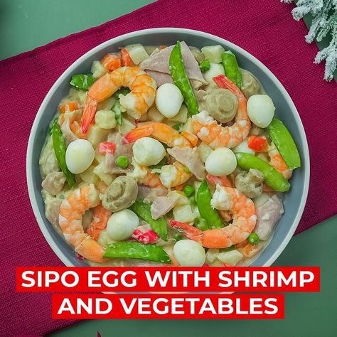 Sipo Egg with Shrimps and Vegetables Recipe | chicken meat, shrimp, dish, mushroom, recipe | Minsan need talaga balikan ang nakaraan! Let's look back at the amazing flavors of this classic dish! Try adding this #simpol SIPO EGG WITH SHRIMPS &... | By Simpol Sipo Egg, Shrimp And Vegetables, Filipino Foods, Mushroom Recipe, Chicken Meat, Recipe Chicken, Meat Chickens, Filipino Recipes, Classic Dishes