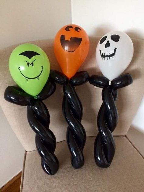 Balloon Ghost, Ideas For Halloween Party, Easy Balloon Animals, Halloween Toddler Party, Halloween Balloons Decorations, Diy Ballon, Balloon Halloween, Monster Faces, Animal Balloons