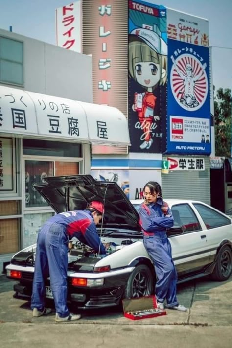 Vintage Jdm Aesthetic, 90s Toyota, Car 90s, 90s Japan, Ae86 Trueno, Jdm Girls, Initial D Car, Jdm Wallpaper, Initial D