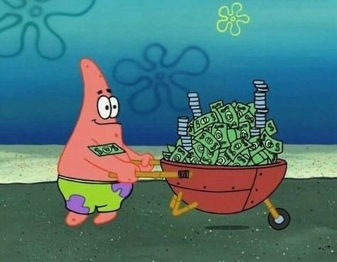 Money Meme, Spongebob Pics, Spongebob Funny, Patrick Star, Spongebob Memes, Cartoon Memes, Money And Happiness, Cartoon Pics, Spongebob Squarepants