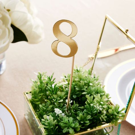 Style Me Pretty Gold Die Cut Wedding Table Numbers | Michaels Diy Table Numbers Wedding, Gold Wedding Table Number, Table Numbers In Gold Frames, Gold Frame Table Number, Gold Geometric Table Numbers, Gold Table Number Signs, Table Numbers Wedding Diy, Reception Florals, Wedding Ides