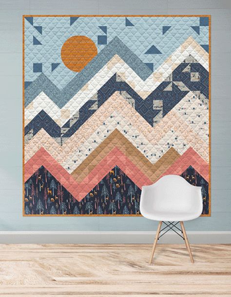 Wilderness Quilt, Mountain Quilt, Mountain Quilts, Quilt Pattern Download, Landscape Quilts, Baby Fabric, Kids Fabric, Diy Quilt, Project Inspiration