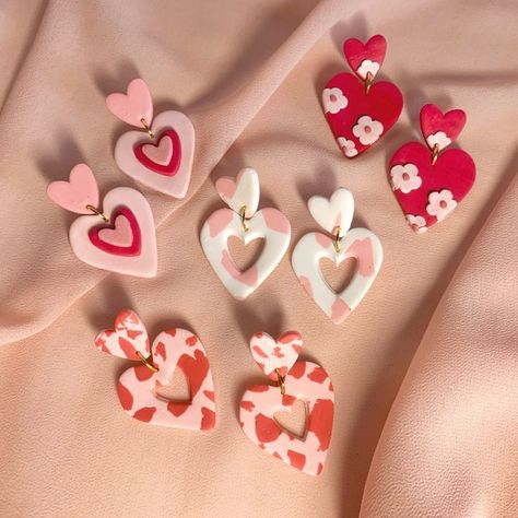 Clay Heart Earrings, Cowgirl Earrings, Clay Heart, Polymer Clay Flower Jewelry, Diy Earrings Polymer Clay, Polymer Clay Jewelry Tutorials, Handmade Clay Jewelry, Indie Style, Polymer Clay Diy