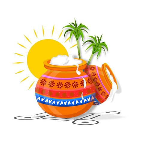 Indian Festival Illustration, Pongal Illustration, Pongal Background, South Indian Festival, Thai Pongal, Festival Illustration, Happy Pongal, Background Template, Indian Festival