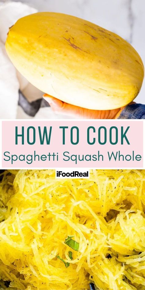 How to cook spaghetti squash whole. Roasting Spaghetti Squash, Squash In Oven, Healthy Squash Recipes, Squash Spaghetti, Easy Baked Spaghetti, Cook Spaghetti Squash, Cooking Spaghetti Squash, Baked Spaghetti Squash, Spaghetti Squash Recipes