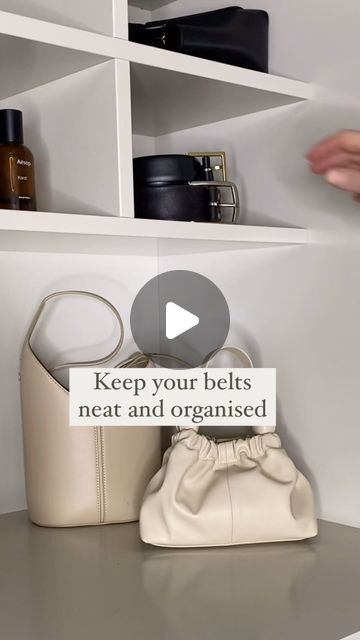 Sophie Webb on Instagram: "Keep your belts neat and organised with this compact belt roll, perfect for storing on a shelf or in a drawer.

Follow @what.sophie.does for more #lifehack #hometips  #organised #storagesolutions #belthack #belts" How To Store Belts, Wardrobe Belt Storage, Organize Belts In Drawer, How To Organize Belts In Closet, Tie And Belt Organizer Closet Storage, A Shelf, Home Hacks, Storage Solutions, Life Hacks