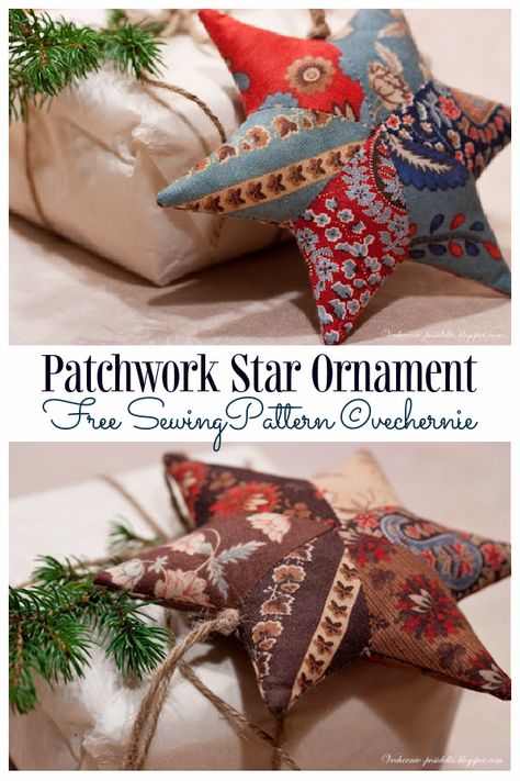 DIY Christmas Patchwork Star Ornament Free Sewing Patterns | Fabric Art DIY Fabric Art Diy, Fabric Christmas Decorations, Patchwork Star, Christmas Sewing Patterns, Sewn Christmas Ornaments, Christmas Decorations Sewing, Sewing Christmas Gifts, Christmas Fabric Crafts, Christmas Patchwork