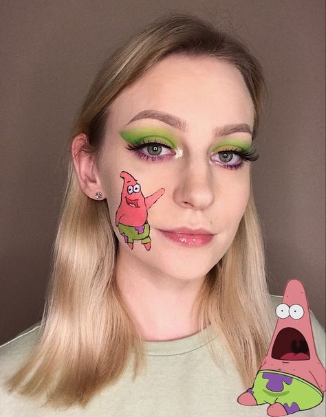 Patrick Star Makeup, Patrick Makeup, Spongebob Makeup, Disney Eye, With Acrylic Nails, Spongebob Meme, Spongebob And Patrick, Show Makeup, Star Costume