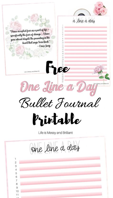 One Line A Day Bullet Journal, Monthly Bullet Journal, One Line A Day, Bullet Journal Printables, Journal Stuff, Bullet Journal Notebook, Cheer Me Up, Journal Printable, A Thought