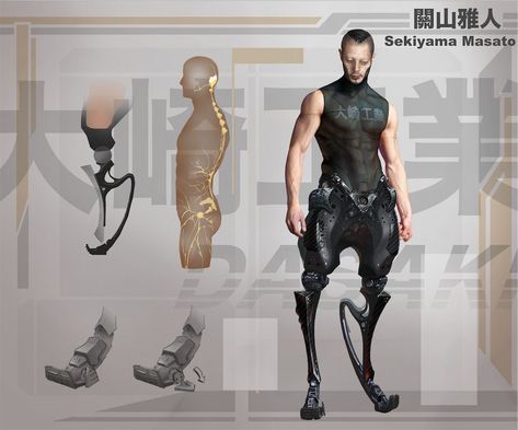 Cyborgs Art, Prosthetic Leg, Arte Robot, Anatomy Poses, Cyberpunk Aesthetic, Model Sheet, Cyberpunk Character, Robot Design, Ex Machina