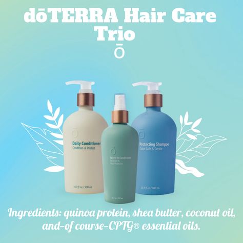 doTERRA Hair Care products are clean, pure, natural, sure to make your hair look healthier than ever! Shampoo 16.9 oz Conditioner 16.9 oz Leave-In Conditioner 8 oz Place an LRP order of the Hair Care Trio, you can add on the Travel Size Trio for just $10 https://www.doterra.com/US/en/search/fullsearch?saveSearch=false&text=hair+care&contentType=PRODUCT Doterra Shampoo, Doterra Hair, Essential Oil Safety, Quinoa Protein, What Are Essential Oils, Spearmint Essential Oil, Hair Care Products, Leave In Conditioner, Clean Ingredients