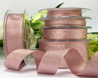 rustic rose gold lame trim Champagne Centerpieces, Rose Gold Fabric, Rose Gold Ribbon, Rustic Rose, Centerpieces Diy, Rose Gold Sparkle, Gold Lame, Glitter Ribbon, Printed Ribbon