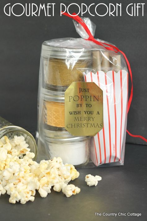 Gourmet Popcorn Gift -- add your seasoning mixes to mason jars for a great handmade gift in a jar! Jar Food Gifts, Gift In A Jar, Christmas Neighbor, Popcorn Gift, Gift Jar, Christmas Food Gifts, Mason Jar Meals, Gourmet Popcorn, Mason Jar Gifts