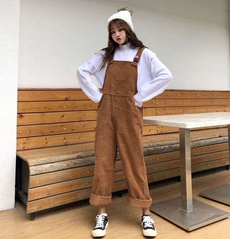 Brown overalls outfits