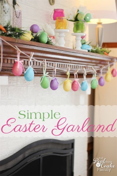 Easter crafts. Make a quick and adorable 5 minute egg garland. Perfect for you Easter/Spring mantel. Egg Garland, Easter Desserts, Easter Garland, Easter Party Decor, Easter Decorations Dollar Store, Easter Projects, Easter Time, Easter Dessert, Spring Easter Decor