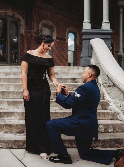 Military Ball Proposal on How They Asked by The Knot! #howtheyasked #theknot #militaryproposal #militarywedding #militaryball #romantic Military Proposal, Best Wedding Proposals, Military Wedding, Military Ball, Marriage Proposal, Boats Luxury, My Dream Came True, Bridal Fashion Week, Happy Tears