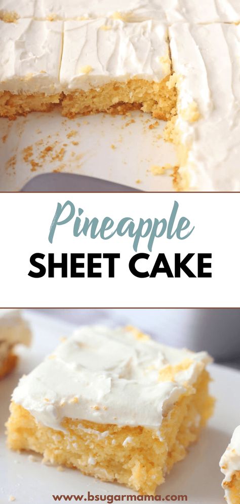 Pineapple Sheet Cake Recipe, Pineapple Sheet Cake, Crushed Pineapple Cake, Cake Mix Desserts, Dinner Desserts, Cream Cheese Topping, Sheet Cake Recipes, Vegetarian Cake, Easy Cream