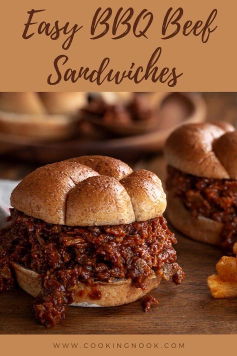 Make easy bbq beef sandwiches any time of year with this versatile recipe. Bq Beef Sandwiches, Beef Barbeque Recipes, Bbq Shredded Beef Sandwiches, Barbecue Ground Beef Sandwiches, Shredded Barbecue Beef, Texas Bbq Beef Sandwiches, Bbq Ground Beef Sandwiches, Barbecued Beef Sandwiches, Bbq Beef Crockpot Easy