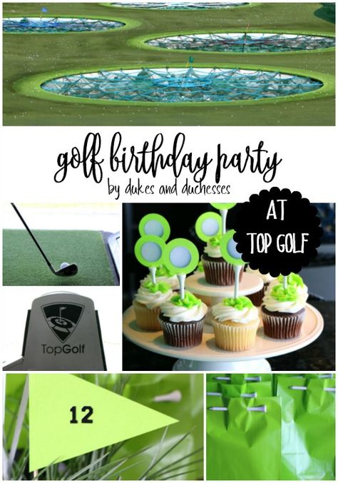 golf birthday party at top golf {with a few crafty ideas to personalize the party} #golf #birthdayparty #partyideas Birthday Celebration Ideas, Birthday Themes For Adults, Themed Birthday Party Ideas, Golf Theme Party, Diy Party Games, Golf Party Favors, Golf Party Decorations, Birthday Party Ideas For Kids, Golf Birthday Party