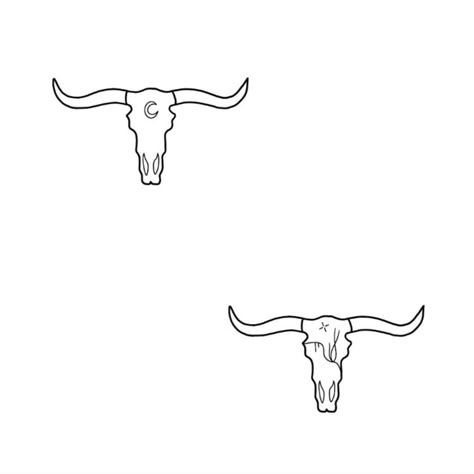 Long Horn Tattoo For Women Simple, Longhorn Line Tattoo, Long Horn Tattoo Outline, Cow Stick And Poke, Long Horn Drawing Simple, Simple Cow Skull Tattoo, Longhorn Doodle, Fine Line Longhorn Tattoo, Western Stick And Poke Tattoo