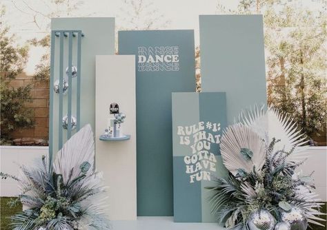 Acrylic Place Cards, Bar Trailer, Dance Dance Dance, Wedding Backdrop Design, Event Backdrop, Custom Balloons, Photo Corners, Backdrop Design, Shades Of Turquoise