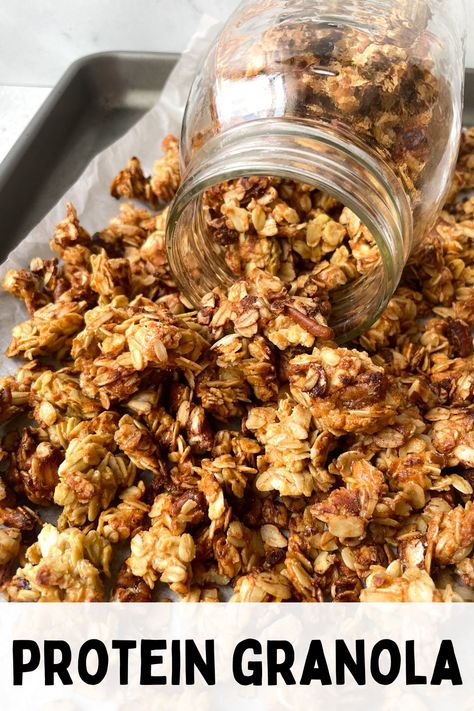 Gluten Free High Protein Granola, High Protein Low Carb Granola, Diy Protein Granola, Granola Recipe Protein, Thm Granola Recipe, Healthy High Protein Granola, Vegan Protein Granola, Healthy Protein Granola Recipe, Granola With Protein Powder