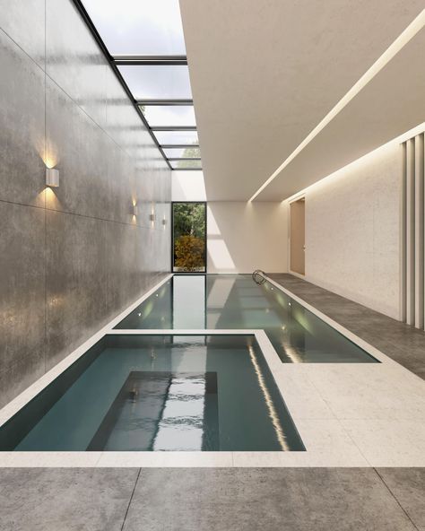 Reza Mohtashami, Indoor Swimming Pool Design, Indoor Pool Design, Piscina Interior, Luxury Swimming Pools, Indoor Swimming Pool, Modern Villa Design, Black Brick, Lap Pool