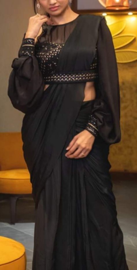 Black Ready To Wear Saree, Black Dress Indian, Ready Saree, Pant Saree, Asian Wedding Dress Pakistani, Sarees For Girls, Simple Saree Designs, New Saree Blouse Designs, Fancy Sarees Party Wear