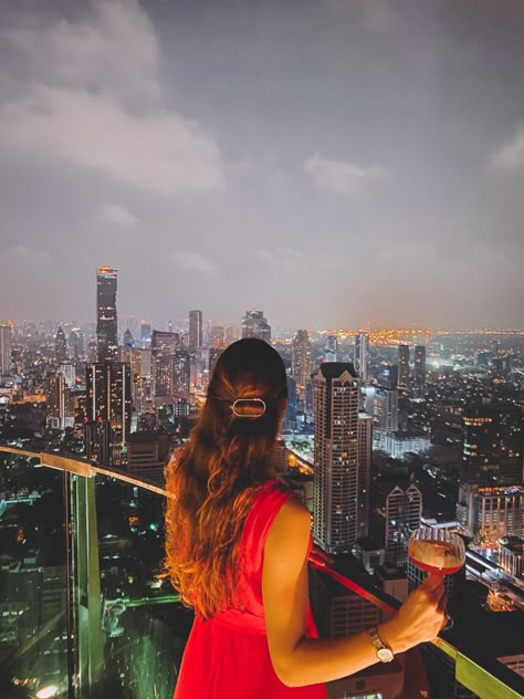 Bangkok Sky Bar, Bangkok Instagram Story, Bangkok Photo Ideas, Bangkok Photoshoot, Thailand Photo Ideas, Thailand Bangkok City, Bangkok Thailand Aesthetic, Thailand Pics, Sky Bar Bangkok