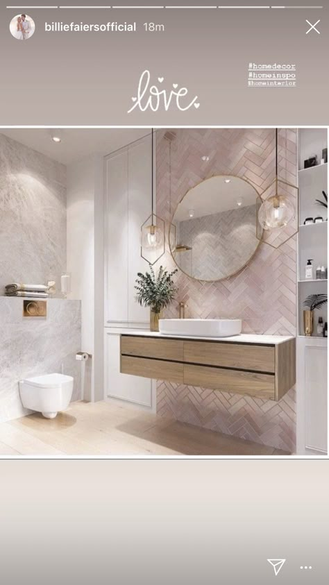 Decoration Mirror, Bathroom Vanity Designs, Vanity Design, Mirror On The Wall, Pink Bathroom, Design Living, Design Case, Amazing Bathrooms, Bathroom Renovation