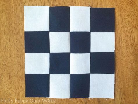 Fluffy Puppy Quilt Works: Quilt Block Tutorial: Easy Checkered Quilt Block Checkerboard Quilt Block, Checker Quilt Pattern, Checkerboard Quilt Pattern, Checkered Quilt Pattern, Checker Quilt, Checkered Quilt, Puppy Quilt, Checkerboard Quilt, Fluffy Puppy