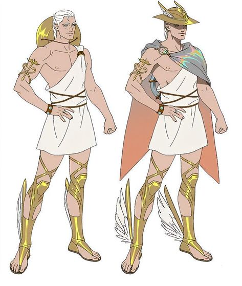 Hermes Character Design, Blood Of Zeus Hermes, Greek Gods Costume, Greek Mythology Hermes, Hermes Fanart, Hermes And Apollo, Ancient Greek Clothing, Greek Stories, Greek Goddess Art