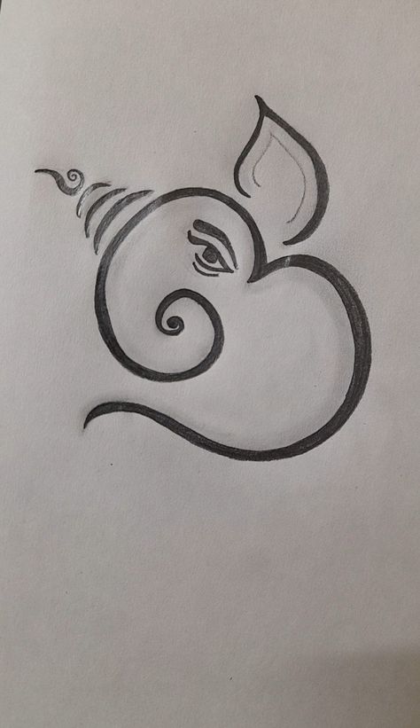 Ganesha Symbol pencil drawing ✏ Ganesh Ji Outline Drawing, Simple Cute Mandala Art, Shree Ganesh Drawing, Ganesha Sketch Pencil Simple, Ganesha Sketch Pencil Easy To Draw, Ganesh Doodle Art, Bappa Drawing Easy, God Drawing Hindu Easy, Easy Ganesha Drawing For Kids