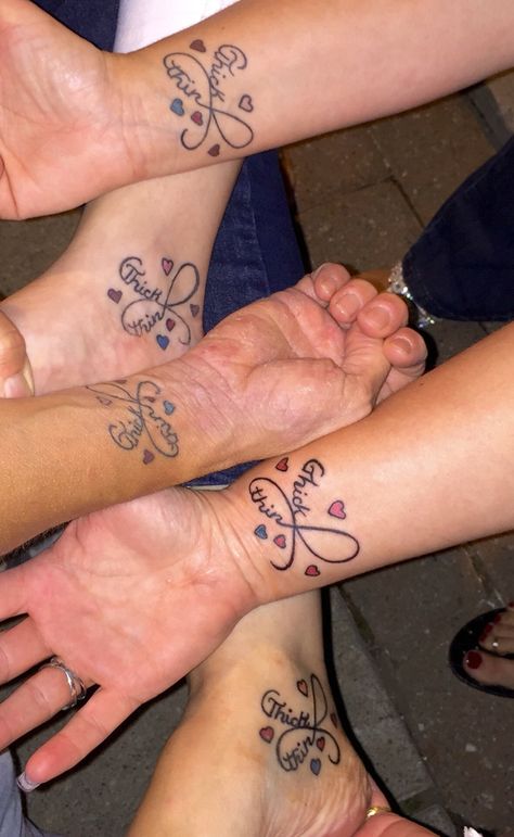 Close Friend Matching Tattoos, Tattoos For 4 Cousins, Best Friend Tattoos Girly, Small Tattoo Ideas Best Friends, Tattoo Ideas Female Friendship, Friendship Tattoos For 4 Best Friends, Sista Tattoo, Cousins Tattoos, Best Friends Tattoo Ideas