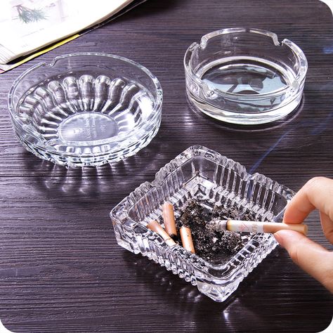 1pc European Crystal Glass Ashtray Creative Personality Large Living Room Office Cafe Hotel Rooms Ashtray Glass Ashtray Aesthetic, Guy Apartment, Ashtray Aesthetic, Ideas Dormitorio, Clear Aesthetic, Crystal Ashtray, Cheap Crystals, Basket And Crate, Glass Ashtray