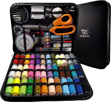 Elite Range Professional Sewing Kit - Portable Sewing Accessories Bag - Includes Full Size Tailor Scissors Tailor Scissors, Sewing Essentials, Needle Threader, Seam Ripper, Travel Home, Needle Book, Needle Case, Fabric Scissors, Sewing Kit