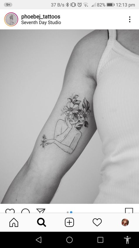 Flower Head Lady Tattoo, Head With Flowers Tattoo, Ed Tatoos Recovery, Flower Head Tattoo, Growth Tattoos For Women, Butterfly With Flowers Tattoo, Artsy Tattoos, Maching Tattoos, Girl Arm Tattoos