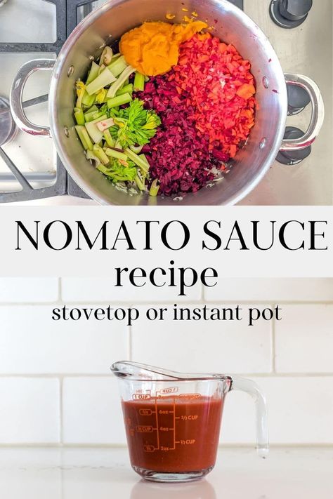 Ditch the canned 'tomato' sauce and try this delicious, healthy Nomato Sauce! Made with all natural ingredients, this sauce is gluten-free and perfect for anyone with tomato allergies. Plus, it's so easy to make! https://nourishandnestle.com/nomato-sauce/ Nightshade Foods, Vegan Tomato Sauce, Tomato Allergy, Nomato Sauce, Nightshade Vegetables, Nightshade Free Recipes, New Year Friends, Autoimmune Paleo Recipes, Histamine Intolerance