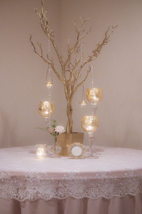 Chiavari Chair Rental & Decor › Manzanita Trees Gold Tree Centerpiece, Wedding Bar Decor, Anniversary 50th, 26th Anniversary, Anniversary Plans, Masquerade Prom, Manzanita Tree, Comfortable Living Room Chairs, Quinceanera Decorations