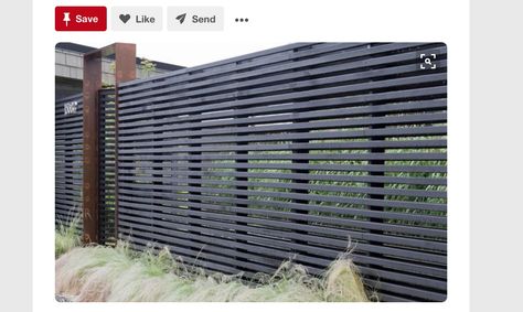 Black Fence, Timber Battens, Front Fence, Horizontal Fence, Diy Fence, Cedar Fence, Modern Fence, Landscape Designs, Backyard Fences