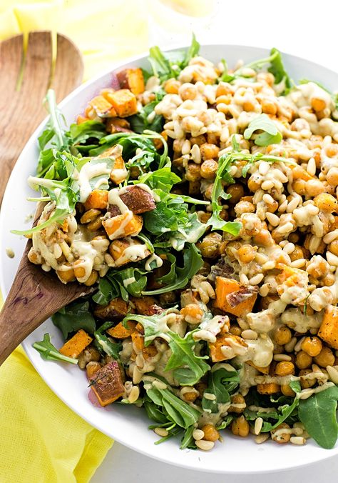 Arugula Sweet Potato, Sweet Potato Tahini, Cauliflower With Tahini Sauce, Roasted Cauliflower With Tahini, Honey Mustard Salad, Cauliflower With Tahini, Mustard Salad, Sweet Potato Salad Recipe, Arugula Recipes