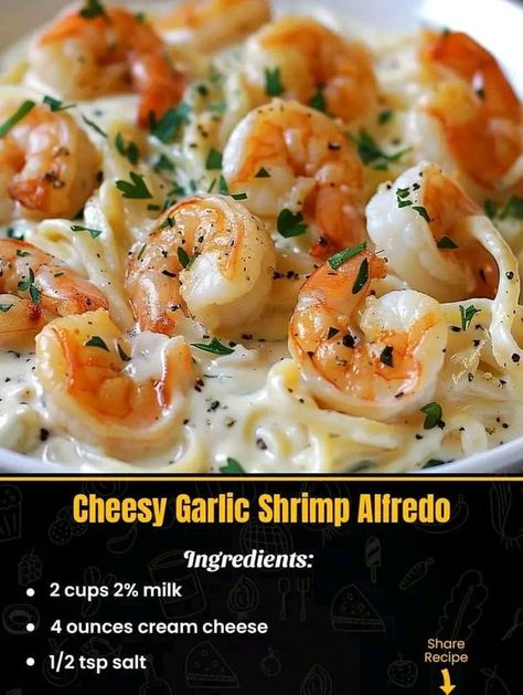 Easy Diabetic Recipes | 30 Minute Cheesy Garlic Shrimp Alfredo | Facebook Garlic Shrimp Alfredo, Shrimp Alfredo, Mediterranean Kitchen, No Salt Recipes, Recipe 30, Garlic Shrimp, How To Cook Shrimp, Italian Dishes, Kitchen Recipes